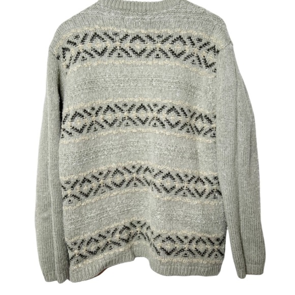 Liz Claiborne Vintage Wool Blend Aztec Pattern Stripes Grandpa Knit Sweater - Picture 10 of 16